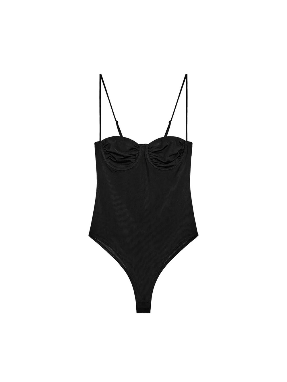 Zara NWT Black Underwire Sheer Bodysuit